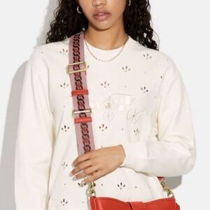 COACH strap chain webbing canvas print replacement novelty in brass pink orange